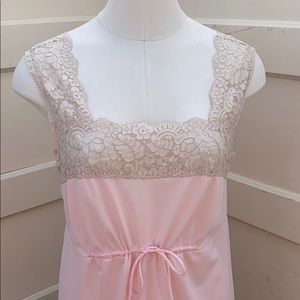 SALE Vintage Peachy Pink and Beige Lace Nightgown